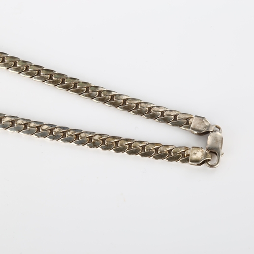 352 - A silver herringbone link chain necklace, length 46cm, 52.6g