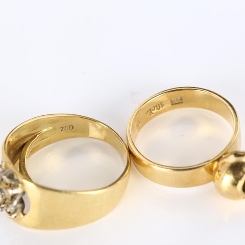 359 - 2 x 18ct gold ring mounts, both size K, 10.9g total (2)