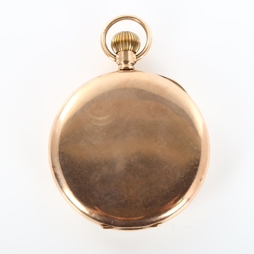 37 - An early 20th century 9ct rose gold open-face keyless pocket watch, white enamel dial with hand pain... 