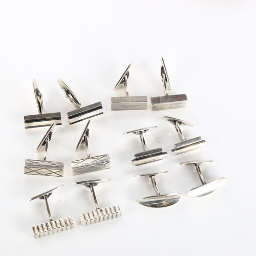 383 - 6 pairs of Danish silver cufflinks, maker's include Aarre & Krogh, 71.3g total  (6 pairs)