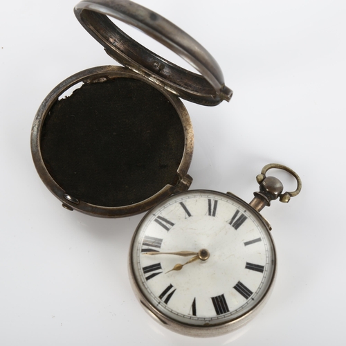 39 - A mid-19th century silver pair-cased open-face key-wind verge pocket watch, by F & W Ballard of Cran... 