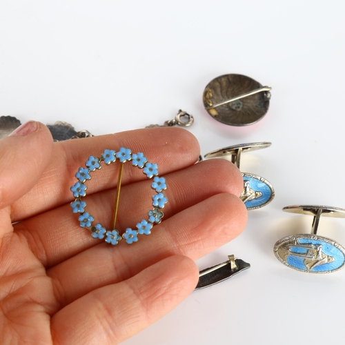 390 - Various Scandinavian silver and enamel jewellery, including bracelet, cufflinks, brooch etc, 54.8g t... 