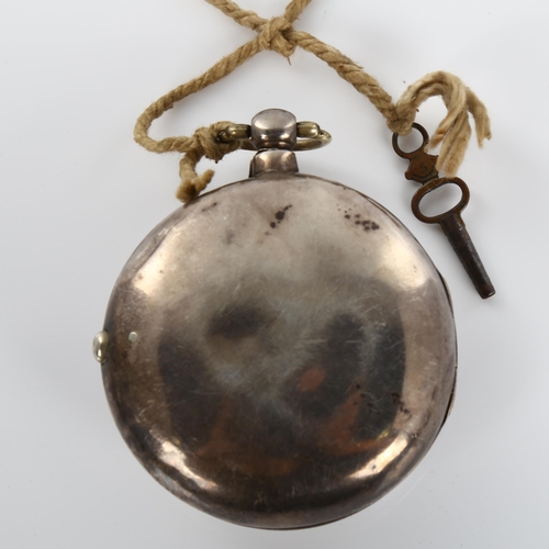 40 - An early 19th century silver pair-cased open-face key-wind pocket watch, by J L Boorman of Gravesend... 