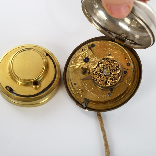 40 - An early 19th century silver pair-cased open-face key-wind pocket watch, by J L Boorman of Gravesend... 