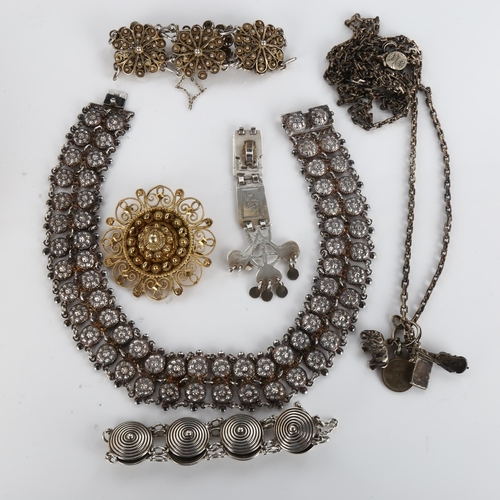 403 - Various Norwegian silver Folk Art jewellery, including necklaces, bracelets etc, 159.5g total (6)