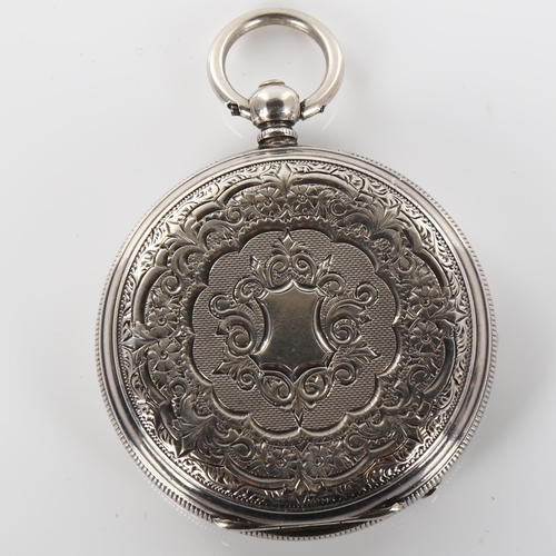 41 - A Swiss sterling silver open-face key-wind pocket watch, white enamel dial with Roman numeral hour m... 