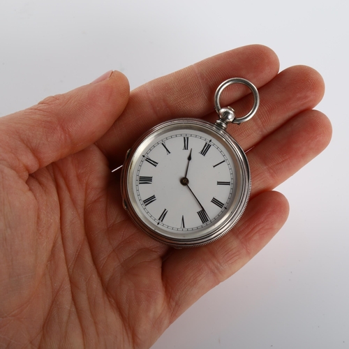 41 - A Swiss sterling silver open-face key-wind pocket watch, white enamel dial with Roman numeral hour m... 