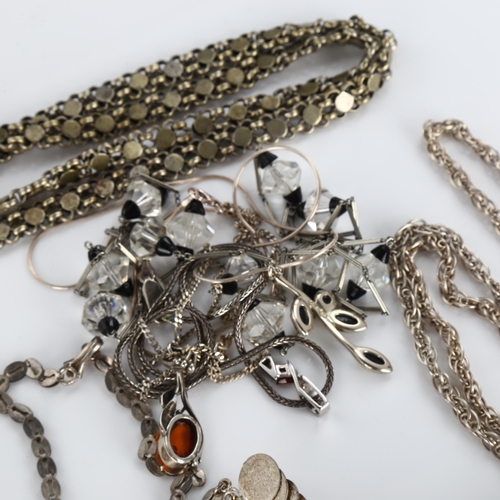 410 - A quantity of silver jewellery, including rings, butterfly brooch, necklace etc