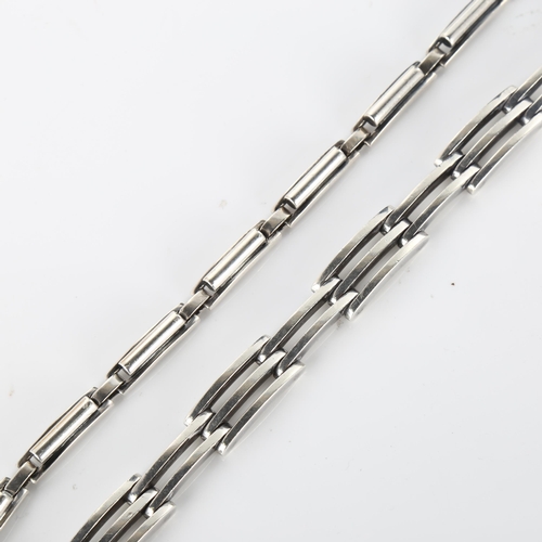 418 - HANS HANSEN - a Danish modernist sterling silver bracelet, model no. 231, length 18cm, 23.7g, and a ... 