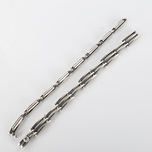 418 - HANS HANSEN - a Danish modernist sterling silver bracelet, model no. 231, length 18cm, 23.7g, and a ... 