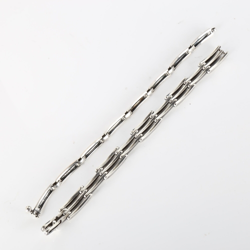 418 - HANS HANSEN - a Danish modernist sterling silver bracelet, model no. 231, length 18cm, 23.7g, and a ... 