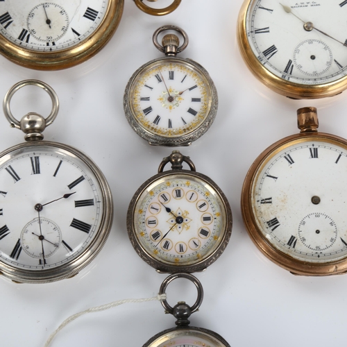 42 - A quantity of pocket watches, including Swiss silver and gold plated (7)