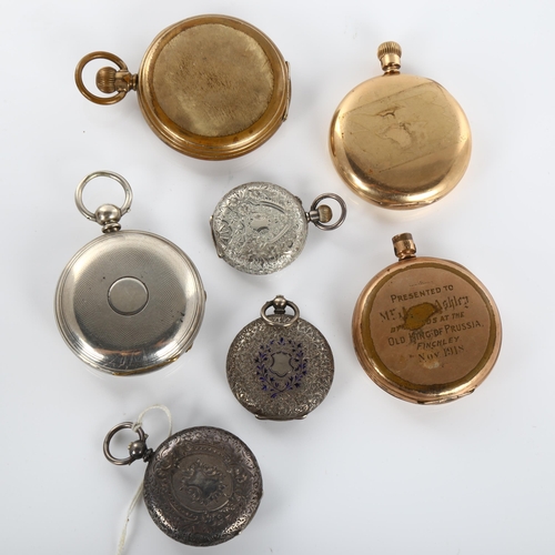 42 - A quantity of pocket watches, including Swiss silver and gold plated (7)