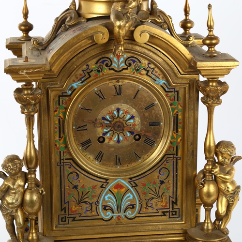 43 - A 19th century French ormolu dome-top 8-day mantel clock, gilt-brass dial with Roman numeral hour ma... 