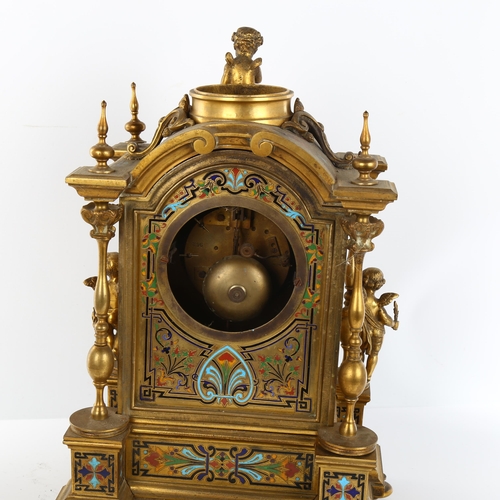 43 - A 19th century French ormolu dome-top 8-day mantel clock, gilt-brass dial with Roman numeral hour ma... 