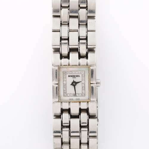 51 - RAYMOND WEIL - a lady's stainless steel Tema quartz bracelet watch, ref. 5896, mother-of-pearl dial ... 