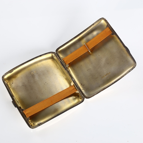 510 - A George V curved silver cigarette case, with gilt interior, by A & J Zimmerman Ltd, hallmarks Birmi... 