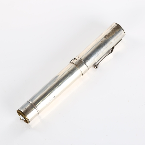 514 - A George VI novelty silver doctor's pocket torch, in the form of a fountain pen case, by Villiers & ... 