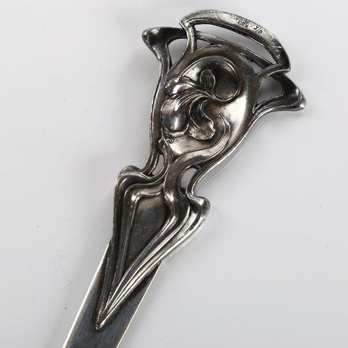 515 - WMF - an Art Nouveau silver plated paper knife, relief stylised figural decoration, length 21cm