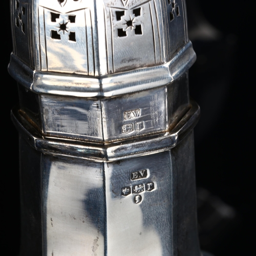 543 - A George V silver sugar caster, octagonal baluster form, by Viner's Ltd, Jubilee hallmarks Sheffield... 