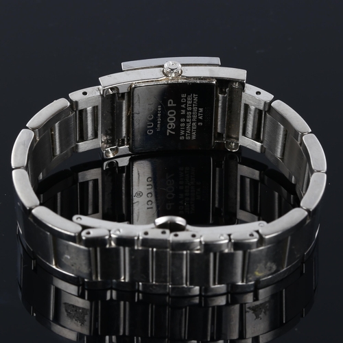 56 - GUCCI - a lady's stainless steel 7900P quartz bracelet watch, engine turned sunburst dial with quart... 