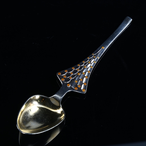 575 - ANTON MICHELSEN - a Danish modernist sterling silver and enamel Christmas spoon, designed by Theresi... 