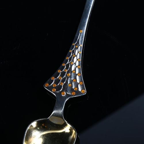 575 - ANTON MICHELSEN - a Danish modernist sterling silver and enamel Christmas spoon, designed by Theresi... 