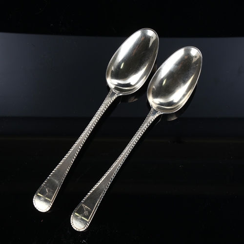 578 - A pair of silver feather-edge Old English pattern tablespoons, by John Lampfert, hallmarks London 17... 