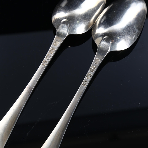 578 - A pair of silver feather-edge Old English pattern tablespoons, by John Lampfert, hallmarks London 17... 