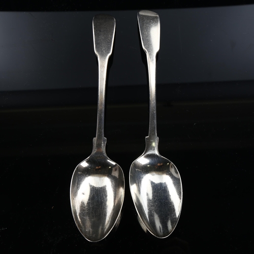 579 - A pair of George III silver Fiddle pattern tablespoons, by Peter and William Bateman, hallmarks Lond... 