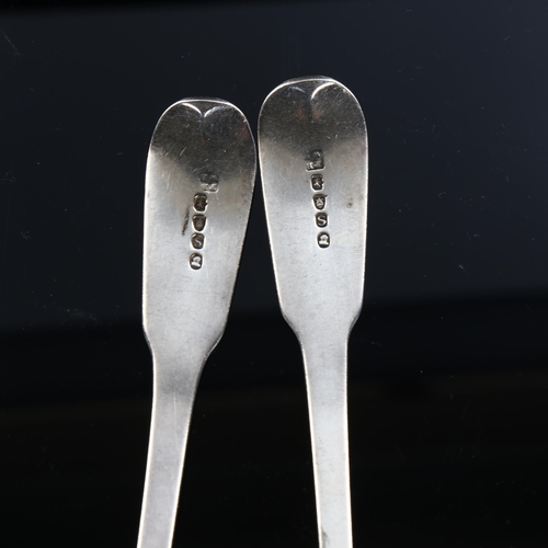 579 - A pair of George III silver Fiddle pattern tablespoons, by Peter and William Bateman, hallmarks Lond... 