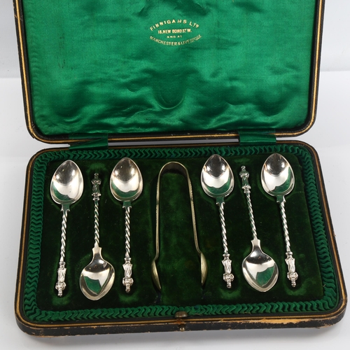 586 - A set of 6 George V silver Apostle teaspoons, by Atkin Brothers, hallmarks Sheffield 1914, length 11... 