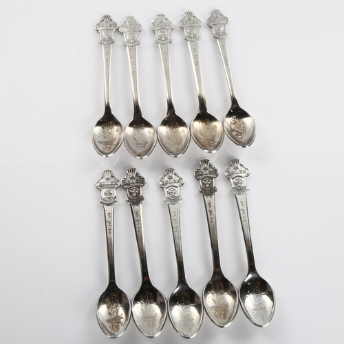 594 - A set of 10 Rolex Bucherer Geneve chrome plated teaspoons, length 11cm