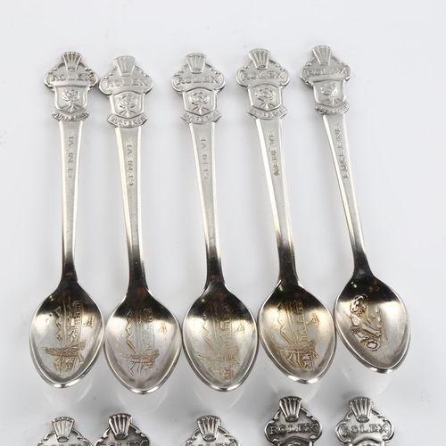 594 - A set of 10 Rolex Bucherer Geneve chrome plated teaspoons, length 11cm