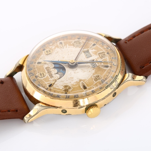 1 - ZODIAC - a Vintage gold plated stainless steel triple calendar mechanical wristwatch, ref.905, circa... 