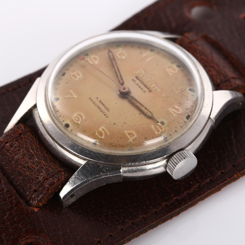 11 - HELVETIA - a Vintage stainless steel automatic wristwatch, ref. 106, circa 1950s, silvered dial with... 