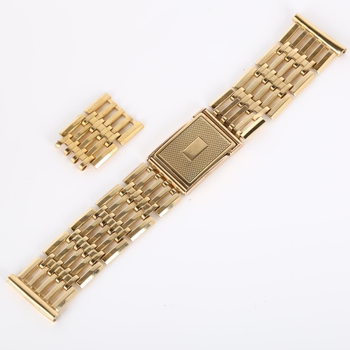 13 - A 9ct gold gatelink watch bracelet, with engine turned clasp and 2 spare links, maker's marks JAM, h... 