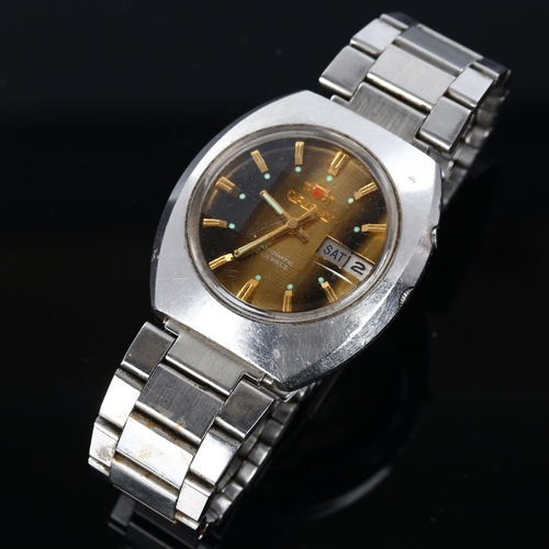 17 - ORIENT - a Vintage stainless steel automatic bracelet watch, circa 1970s, tigers eye dial with baton... 