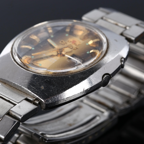 17 - ORIENT - a Vintage stainless steel automatic bracelet watch, circa 1970s, tigers eye dial with baton... 