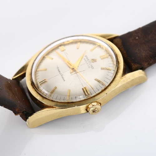 2 - BREITLING - a Vintage gold plated stainless steel TransOcean automatic wristwatch, circa 1960s, silv... 