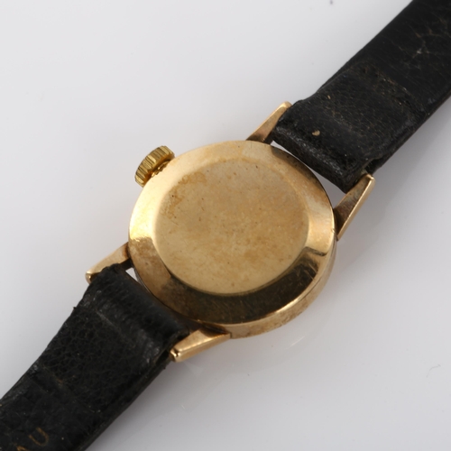 28 - GIRARD PERREGAUX - a lady's 9ct gold mechanical wristwatch, silvered dial with gilt baton hour marke... 