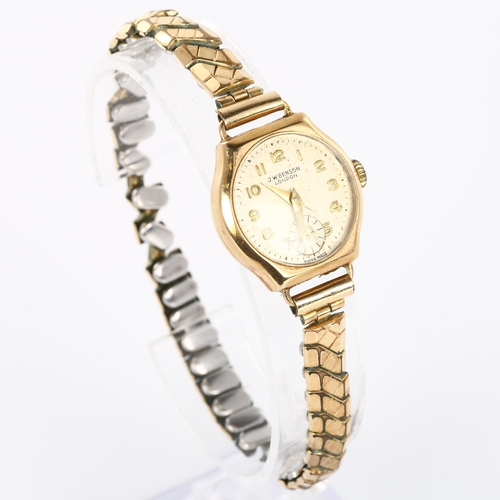 31 - J W BENSON - a lady's 9ct gold mechanical bracelet watch, ref. 87757, silvered dial with gilt Arabic... 
