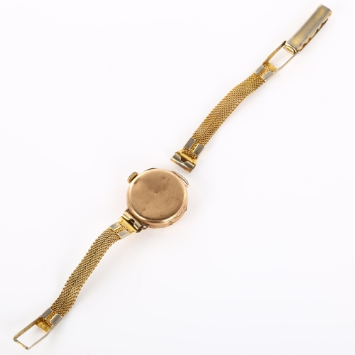 34 - ROLCO (ROLEX subsidiary) - an early 20th century lady's 9ct rose gold mechanical bracelet watch, sil... 