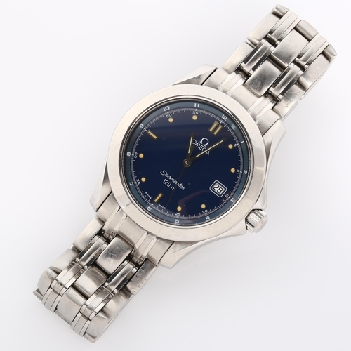 8 - OMEGA - a stainless steel Seamaster 120M quartz bracelet watch, ref. 196.1501, circa 1993, blue dial... 