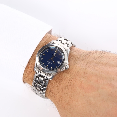 8 - OMEGA - a stainless steel Seamaster 120M quartz bracelet watch, ref. 196.1501, circa 1993, blue dial... 