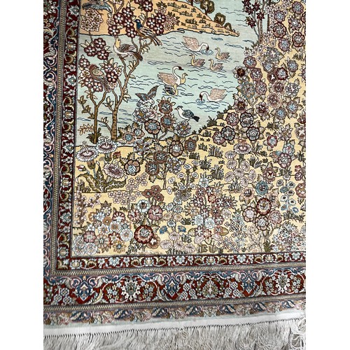 1130 - A Turkish handmade silk rug, 140cm x 93cm