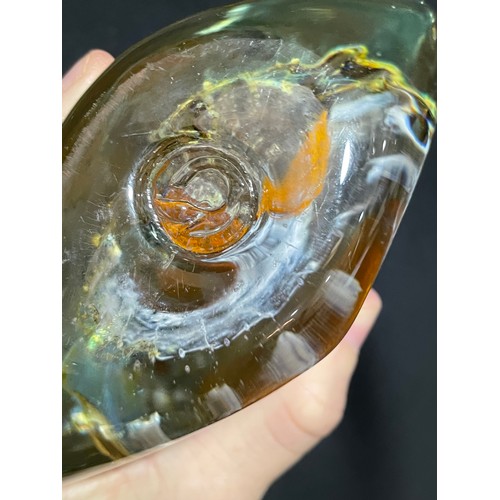 1609 - **DESCRIPTION CHANGE** MICHAEL HARRIS, Isle of Wight, an orange glass fish vase, *pontil mark impres... 