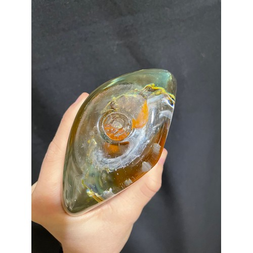 1609 - **DESCRIPTION CHANGE** MICHAEL HARRIS, Isle of Wight, an orange glass fish vase, *pontil mark impres... 