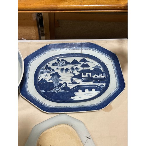 1126 - A group of Antique Chinese porcelain, including large blue and white dragon decorated bowl, diameter... 