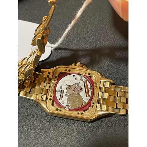 3 - CARTIER - a mid-size 18ct gold Panthere quartz bracelet watch, ref. 8839, circa 1990s, pale champagn... 